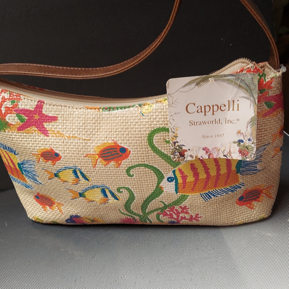Capelli of New York painted straw purse NWT 13IN X 6.5IN